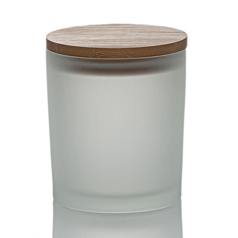 Frosted white candle jar with lid